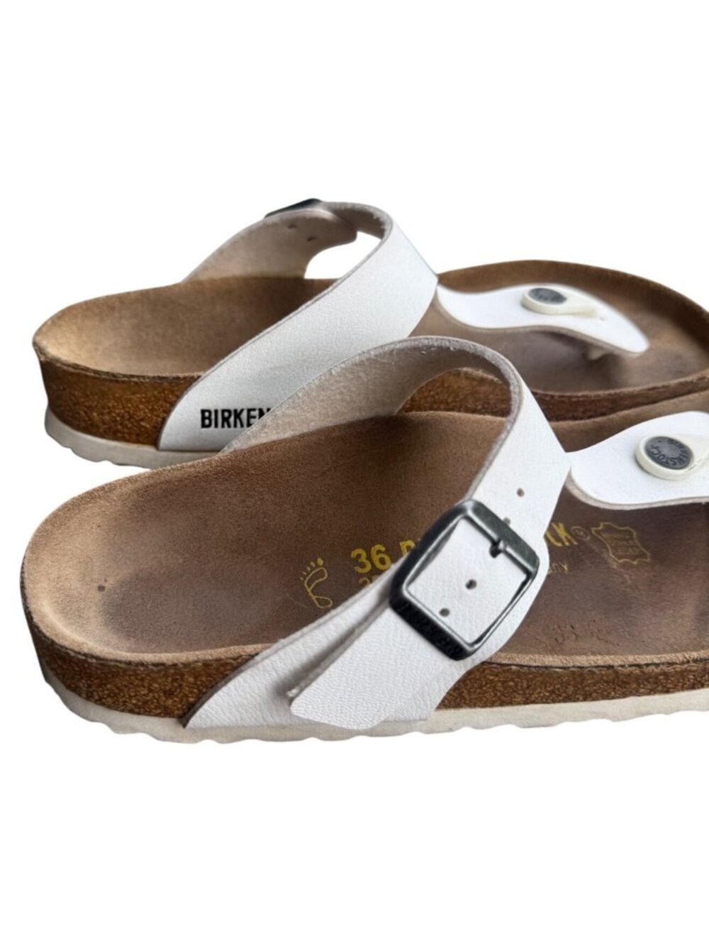 Birkenstock Gizeh White Thong Sandals Women EU 36 US 5 Cork Footbed - Picture 6 of 14
